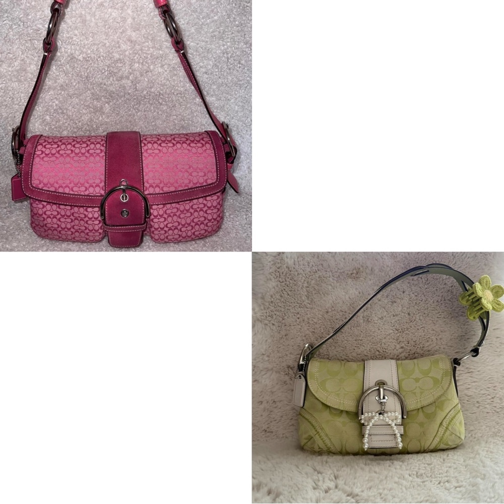 Coach Pink and Green Shoulder Bags